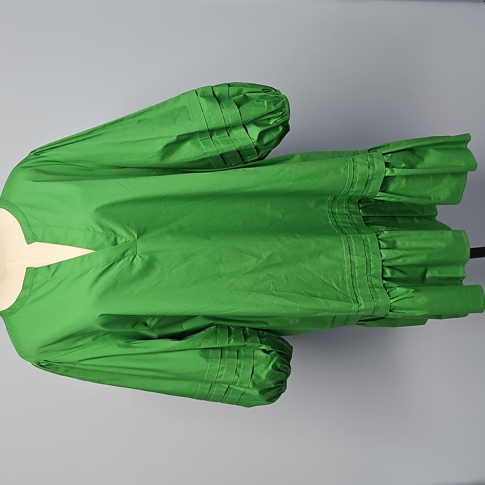 Sugarlips Curve Velma Balloon Sleeve Ruffle Shift Dress: Green: Size- 2X - Picture 4 of 14